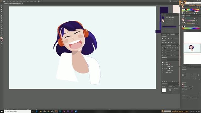 Flat Character Design [ Anime style ] in Adobe Illustrator CC | Speed Art смотреть онлайн