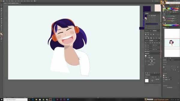 Flat Character Design [ Anime style ] in Adobe Illustrator CC | Speed Art