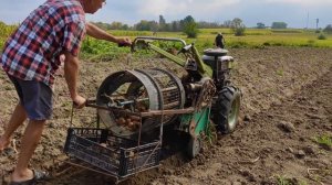 Супер КАРТОФЕЛЕУБОРОЧНЫЙ КОМБАЙН К МОТОБЛОКУ! Мотоблок легко и просто УБИРАЕТ УРОЖАЙ САМ!!!