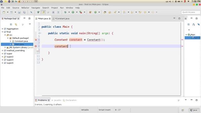 124 Java Final keyword with Variables كلمة نهائي و المتغيرات جافا смотреть онлайн