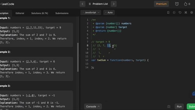 167. Two Sum II - Input Array Is Sorted, Leetcode Javascript Solution смотреть онлайн
