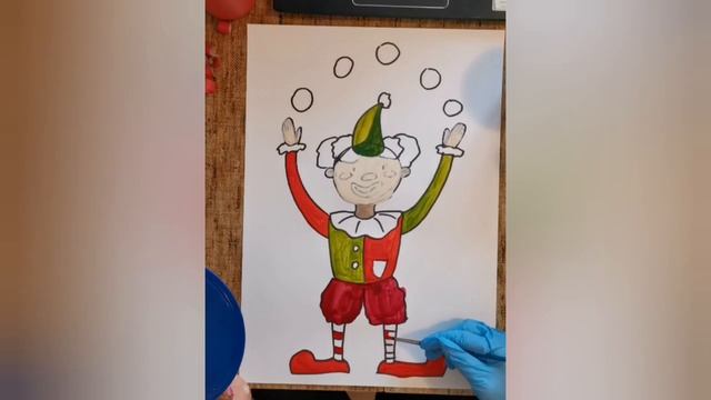 ?Рисуем клоуна. Гуашь с элементами аппликации. смотреть онлайн