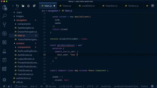 Subscriptions to show online users | GraphQL React Native Apollo Tutorial (17/22) смотреть онлайн