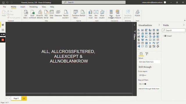 Power BI Functions: ALL, ALLCROSSFILTERED, ALLEXCEPT, ALLNOBLANKROW смотреть онлайн
