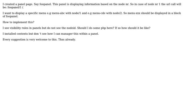 Drupal: How to display different menu in a panel depending on node nr? смотреть онлайн
