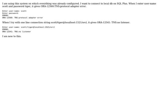 Databases: SQL\*Plus TNS:protocol adapter error смотреть онлайн