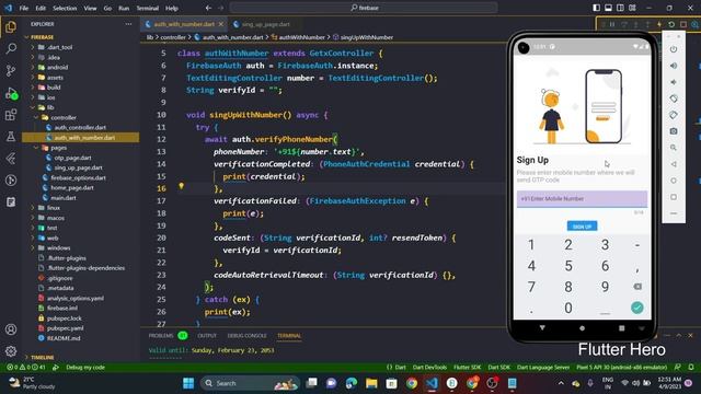 Flutter firebase auth with Mobile Number | Firebase auth with Mobile number | Firebase flutter смотреть онлайн