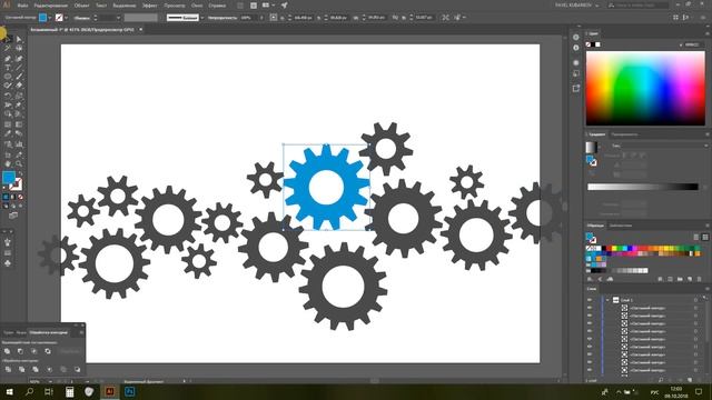 Рисование шестеренок в Adobe illustrator, gears cogwheel in AI CC смотреть онлайн
