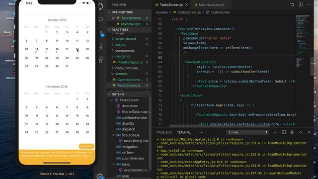 Todo list using calender in React Native смотреть онлайн