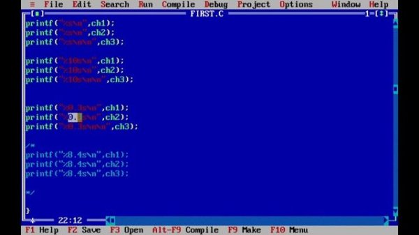 String formatting with printf("%8.3s",str); AND  format specifires