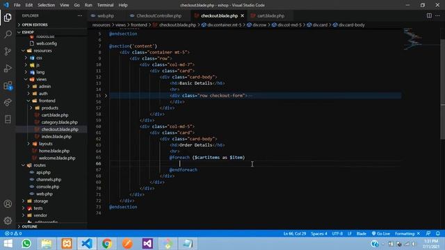 Laravel 8 E-com Part-25 | How to make Checkout page in laravel | Show order items in checkout page смотреть онлайн