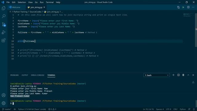 Section 05 Point 05 Joining multiple string together (Concatenating in python) смотреть онлайн