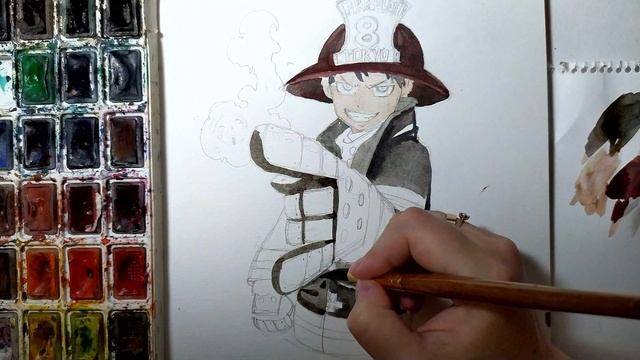 Рисуем персонажа из аниме. Шинра из аниме" Пламенная бригада пожарных" speedpaint SHINRA смотреть онлайн