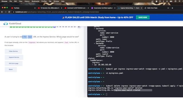 [kodekloud] CKAD Lab - Ingress Networking - kubernetes смотреть онлайн