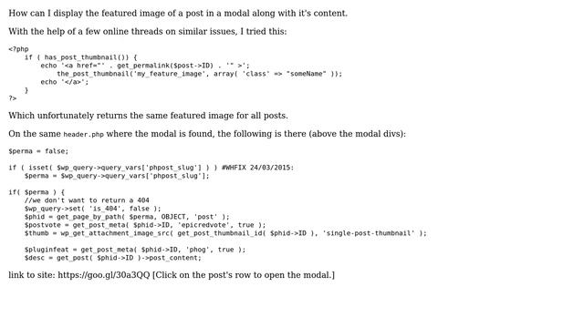 Wordpress: Get the featured image url of clicked post смотреть онлайн