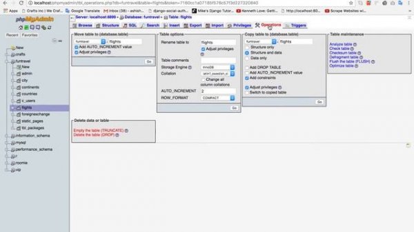how to rename the table name in phpmyadmin