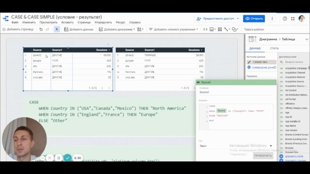 Функция CASE в Google Data Studio смотреть онлайн