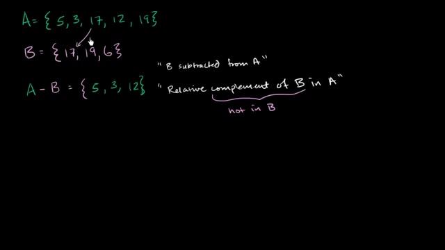 Relative complement or difference between sets смотреть онлайн
