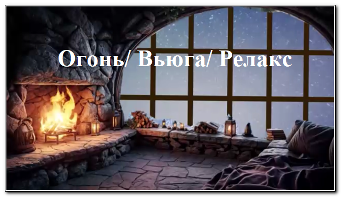 Расслабление. Звуки снежной вьюги и и потрескивание огня