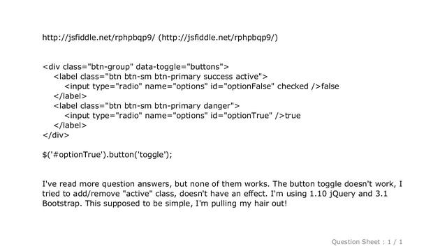 jQuery : How to programmatically check a Bootstrap button group (radio) button смотреть онлайн