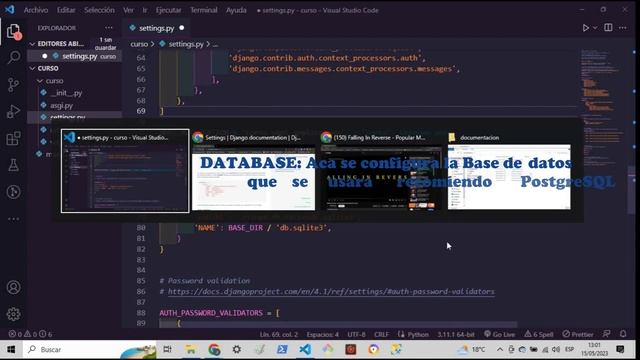 Django 4 configuraciones basicas de Settings.py смотреть онлайн