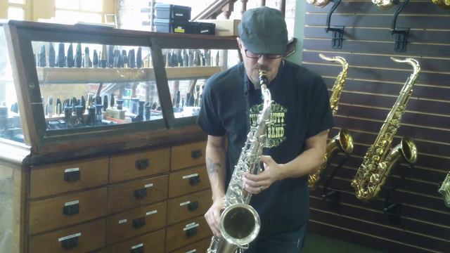 Buescher Big B Satin Silver Tenor Sax, Serial #300623
