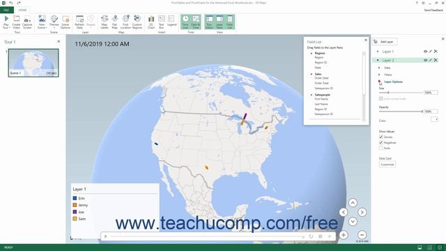 Excel 2019 & 365 Tutorial Managing Layers in a 3D Maps Tour Microsoft Training смотреть онлайн