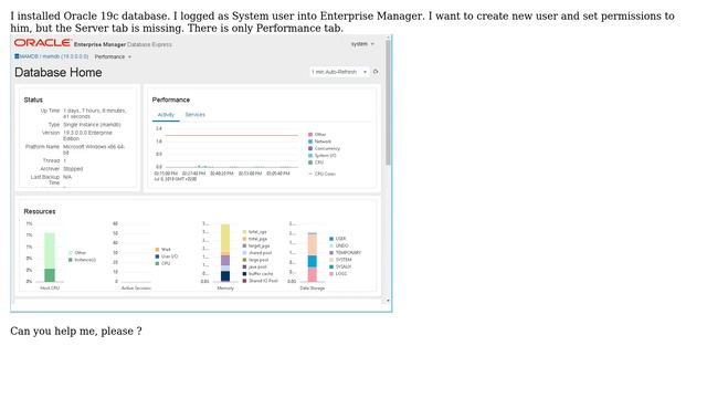 Oracle 19c - The Server tab is missing in Enterprise Manager смотреть онлайн