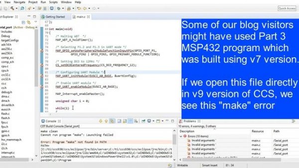 Error: Program "make" not found in PATH || Code Composer Studio || Importing project to CCS
