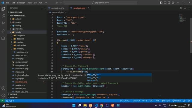 Part 25 - END - How to create Contact Form and Send Mail using Swift Mailer in PHP смотреть онлайн