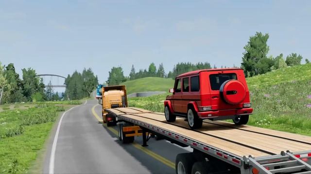 DACIA, VOLSKWAGEN, FORD, BMW COLOR POLICE CARS TRANSPORTING WITH TRUCKS - BeamNG.drive смотреть онлайн