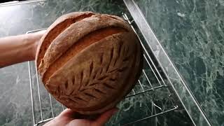 Пшенично - ржаной хлеб на ржаной закваске. Деревенский хлеб.. смотреть онлайн