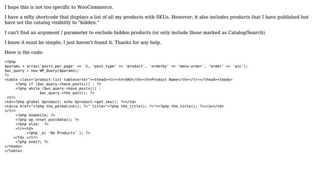 Wordpress: WP_Query: Exclude hidden products from WooCommerce product list (2 Solutions!!) смотреть онлайн