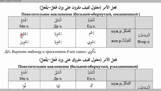 Морфология (الصرف). Урок 29 فعل الأمر لفيف