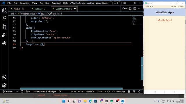 Make A Weather App With Search Functionality | React Native Tutorial & Project | JavaScript Code смотреть онлайн