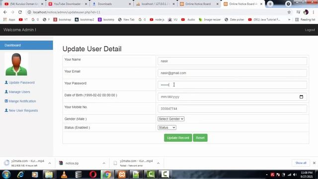 Online notice board System, project in PHP and Mysql, Couse CS619, Admin panel смотреть онлайн