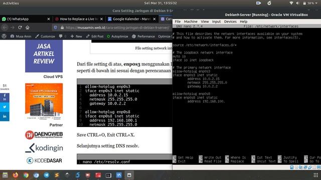 Setting Static IP Address di Debian 9 Server смотреть онлайн