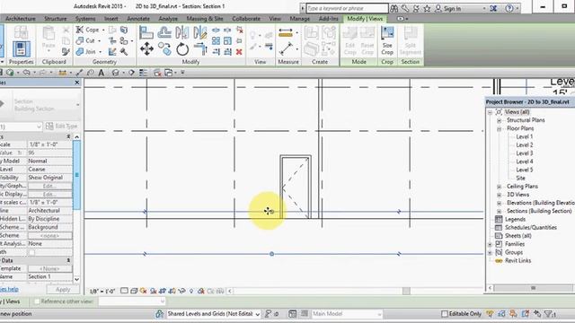 How to Convert 3D grid to 2D in revit смотреть онлайн