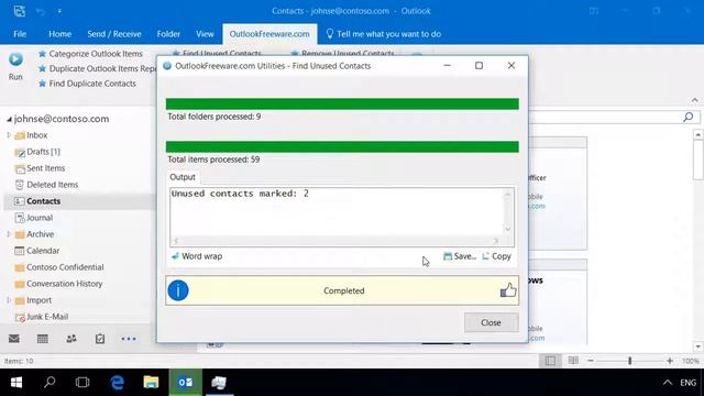 Find Unused Outlook Contacts