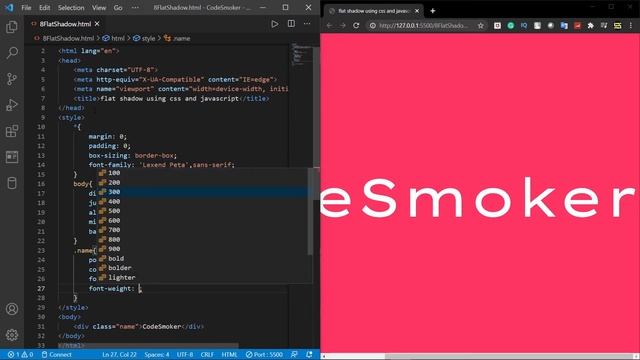 Flat Long Shadow Using CSS & JavaScript | CSS Box Shadow Effects | CSS Animation | CodeSmoker смотреть онлайн