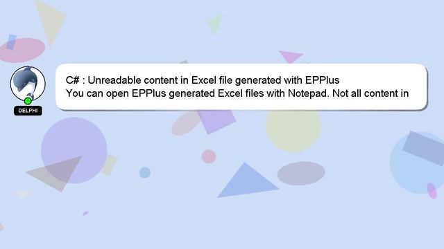 C# : Unreadable content in Excel file generated with EPPlus смотреть онлайн