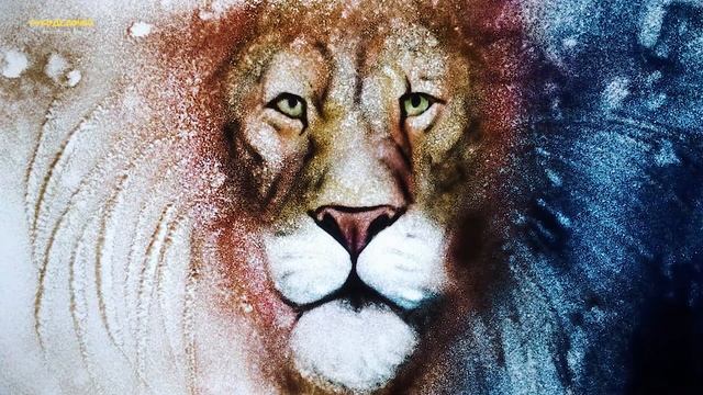Рисую Цветным Песком ЛЬВА / Sand art смотреть онлайн