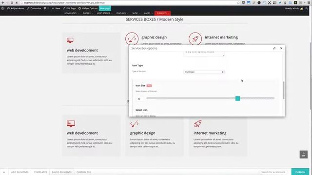 Service boxes (Page Builder Element in Kallyas WordPress theme v4.0 ) смотреть онлайн