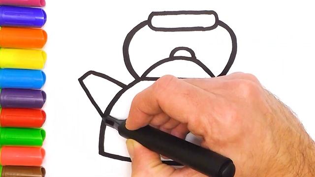 How to Draw a Teapot with rainbow colors For KIds смотреть онлайн