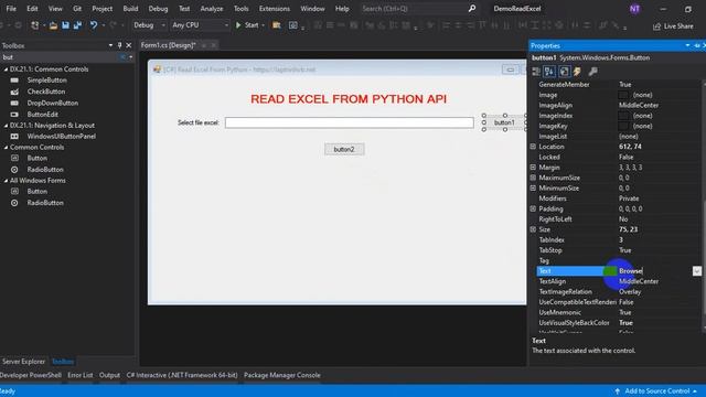 [C#] How to Excute python in Winform - Read Excel смотреть онлайн