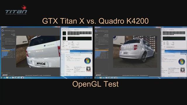 GTX Titan X vs Nvida Quadro K4200 Open GL Cinebench Benchmark смотреть онлайн