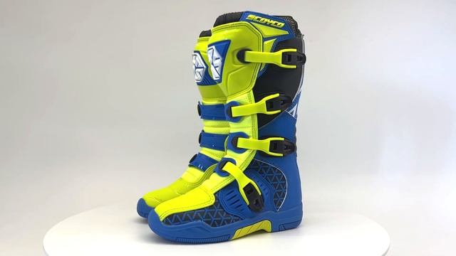 Мотоботы кроссовые Scoyco MBM009 Yellow/Blue (Лайм/Синий) смотреть онлайн