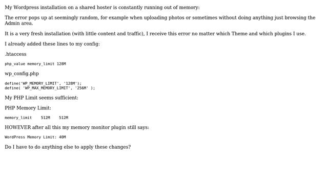 Wordpress: Wordpress constantly running out of memory смотреть онлайн