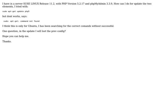 How to update PHP and MySQL in SUSE LINUX Release 11.2? смотреть онлайн