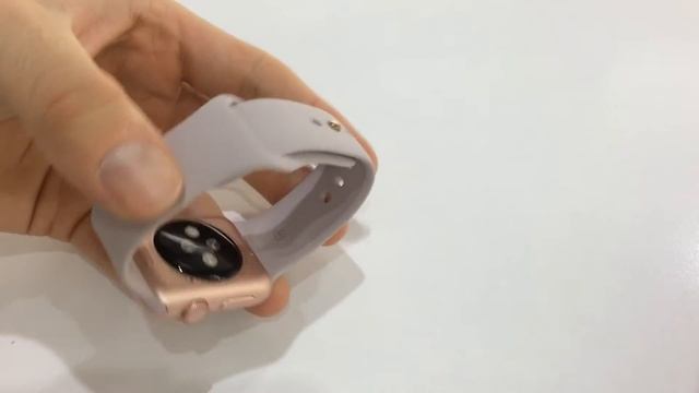 Apple Watch Sport Корпус 38 мм из алюминия цвета «розовое золото», сиреневый спортивный ремешок смотреть онлайн